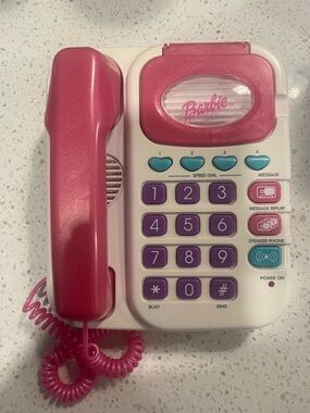 Vintage 1996 Barbie Super Talking Phone Answering Machine Mattel 3 Languages